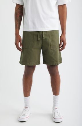 Service Works Classic Cotton Poplin Drawstring Chef Shorts in Olive at Nordstrom, Size Medium