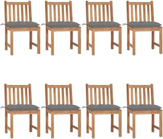 vidaXL Sillas De Jard&iacute;n 8 Unidades Madera Maciza De Teca Con Cojines Vidaxl