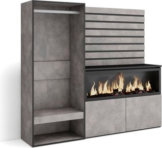 Skraut Home Skraut Home - Aparador, Con Almacenamiento, 167x145x35 Cm, Dormitorio, Habitaci&oacute;n, Chimenea El&eacute;ctrica Xxl, Vestidor Abierto, Estilo Moderno, Gris Ceme
