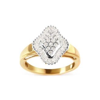 House of Brilliance 10K Yellow Gold 1/2 Cttw Diamond Rhombus Head and Halo Ring at Nordstrom, Size 7