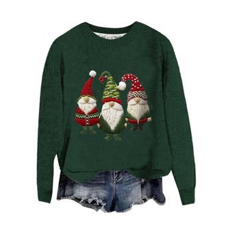 Generic Womens Xmas Jumper Santa Claus Striped Sweaters Elk Jumpers Wine Glass Loose Sweatshirts Fair Isle Cable Knit Long Sleeve Sweater Lightweight Ladies C