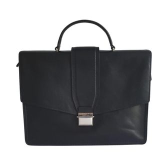 The Bridge Nero Uomo Leren Aktetas met Riem - Heren - Laptoptassen - Zwart - ONE Size - Tassen