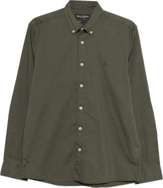 Marc O'Polo buttoned long-sleeve shirt - men - Organic Cotton - L - Green