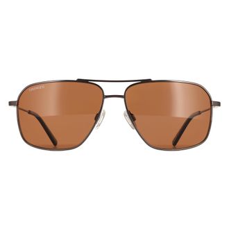 Serengeti Eyewear Aviator Mens Shiny Gunmetal Mineral Polarized Drivers Dorwinn - Grey - One Size