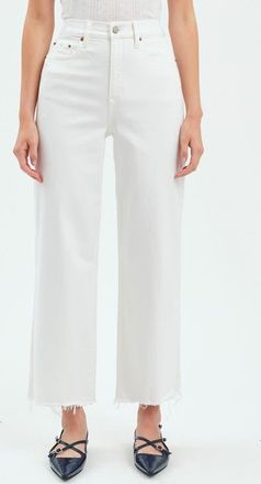 Daze Sundaze Raw Hem Crop Straight Leg Jeans in Swan at Nordstrom, Size 32