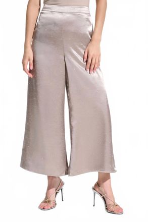 Joseph Ribkoff Embellished Satin Wide Leg Pants In Feather Grey