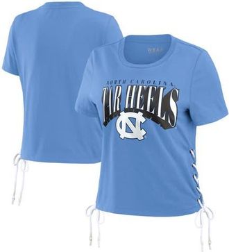 WEAR by Erin Andrews Womens WEAR by Erin Andrews Carolina Blue North Carolina Tar Heels Side Lace-Up Modest Crop T-Shirt in Light Blue at Nordstrom, Size Large