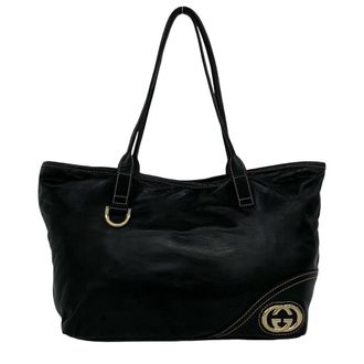 Gucci Black Leather Shoulder Bag Tote Bag (Pre-Owned)