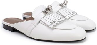 Herm&egrave;s White Calfskin Oz Mules Size 38