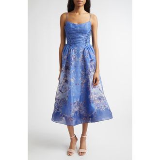Zimmermann Rebellion Mermaid Silk & Linen Picnic Dress in Blue Mermaid at Nordstrom, Size 0P