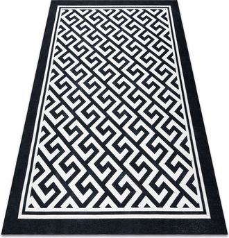 RugsX Rugsx - Antika Alfombra 122 Tek, Moderno, Griego Lavable - Marfil / Gris Black 120x170 Cm