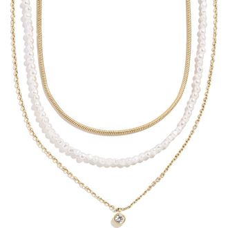 BaubleBar Rue Set of 3 Waterproof Necklaces in Gold at Nordstrom