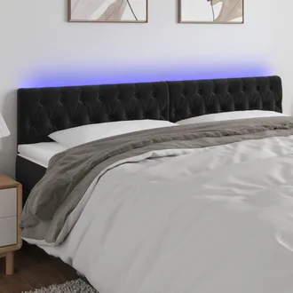 vidaXL Testiera A Led Nera 180x7x78/88 Cm In Velluto - Vidaxl