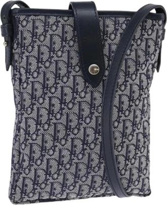 Dior Pre-owned Cross Body Bags, female, Blue, Size: ONE SIZE Pre-owned Vintage Trotter Canvas Shoulder Bag