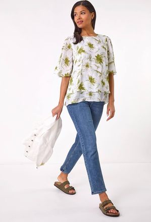 Roman Floral Print Layered Tunic Top