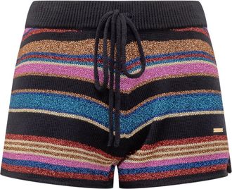 Dsquared2 Lurex Thread Striped Gebreide Shorts - Dames - Bermuda - Veelkleurig - XS - Wol - Korte Broeken