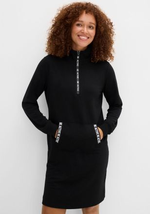 Bonprix Sweatkleid BONPRIX, Damen, Gr. 56/58 (XXXL), N-Gr, schwarz bedruckt, Sweatware, Obermaterial: 60% Viskose, 35% Polyester, 5% Elasthan, bequem, Kleider