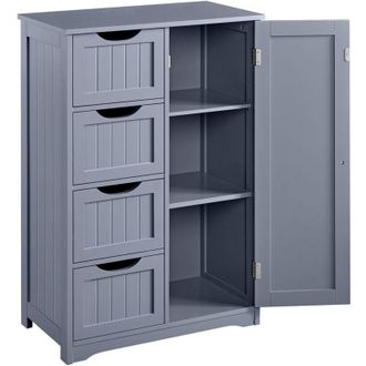 Yaheetech Armadietto/Mobiletto Bagno Cucina Terra con Cassetti Piano Regolabile e Una Anta Grigio - Yaheetech