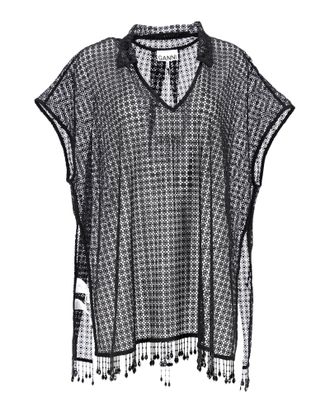 Ganni Ganni Crochet Beaded Beach Dress in Black Polyester
