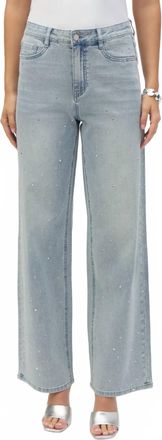 Joseph Ribkoff Coralie Classic Wide Leg Stretch Jeans With Crystals In Light Blue
