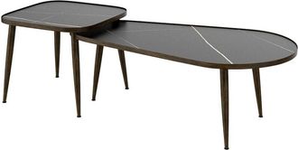Vicco Conjunto De Mesa De Centro Manitoba, Negro, 105 X 64,5 Cm 2 Partes, Vicco