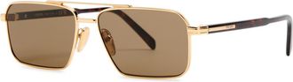 Prada Narrow Aviator-style Sunglasses - Gold - One Size