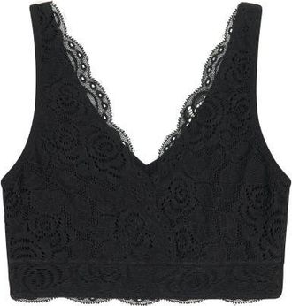 BraBar/Boutique Soft Reversible V Lace Bralette in Black at Nordstrom, Size Medium
