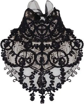 Anne Fontaine Embroidered Sequin Lace Collar in Black at Nordstrom