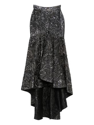 Gemy Maalouf Asymmetrische rok met bloemen-reli&euml;f - Zwart