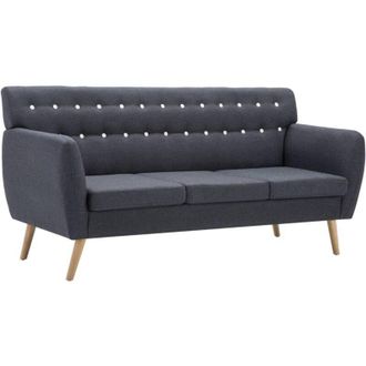 vidaXL Vidaxl - Sof&aacute; De 3 Plazas Tapizado De Tela Gris Oscuro 172x70x82 Cm