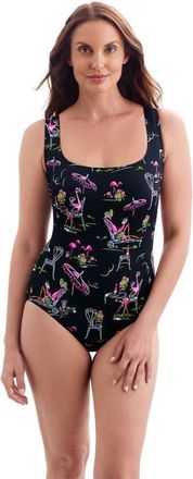 Longitude Triple X-Back Tank Long Torso One-Piece Swimsuit in Flamingo Hotel at Nordstrom, Size 10