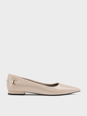 Charles & Keith Erinna Metallic-Accent Pointed-Toe Flats