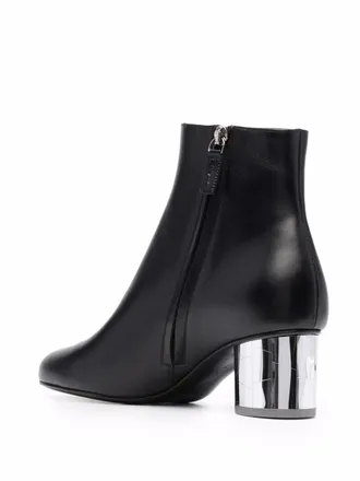 Ferragamo Metallic Block-Heel Ankle Boot - Black