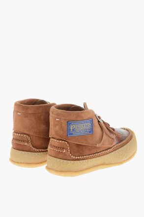 Maison Margiela M22 Stivaletti in Suede con Inserto in Lana Tartan Maison Margiela