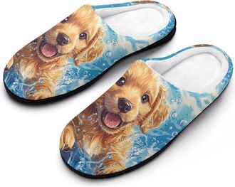 Generic Dog Retriever Animals Womens Slippers Warm House Slippers Indoor House Shoes with Anti-Skid Rubber Sole