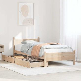 vidaXL Estructura De Cama Sin Colch&oacute;n Madera Maciza Pino 75x190 Cm Vidaxl