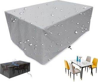 OEM Funda Muebles Jard&iacute;n, 123x123x74cm, Funda Protectora Resistente Intemperie Mesa Impermeable, Resistente Viento Rayos Uv Sillas Mesas, Negra