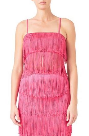 endless rose Tiered Fringe Crop Top in Fuchsia at Nordstrom Rack, Size X-Small