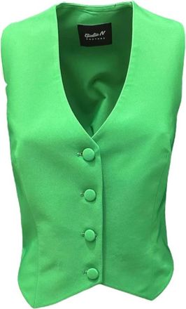 Giulia N Couture Groene Gilets Jassen voor Vrouwen - Dames - Tops zonder mouwen - Groen - S - Tops