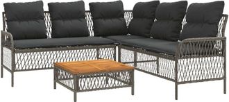 vidaXL Set De Sof&aacute;s De Jard&iacute;n Con Cojines 2 Pzas Rat&aacute;n Sint&eacute;tico Gris Vidaxl