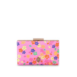 Kurt Geiger Womens Kensington Box Clutch Bag - Pink Fabric - One Size
