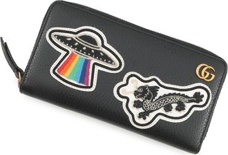 Gucci Black Multi-Color Leather Long Wallet (Bi-Fold) (Pre-Owned)