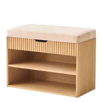 Nordlys Zapatero en madera y terciopelo beige