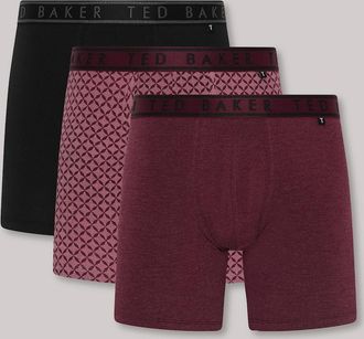 Ted Baker Mens Ted Baker Ted Baker 3-Pack Cotton Boxer Briefs Mens Boxer Briefs Black/Charix/Fig - Red - Size: 32/33/32