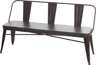 Hhg Hhg - Banco 3 Plazas 491, Banco Armario Banco Comedor, Polipiel Chesterfield Gastronom&iacute;a Industrial, Negro-gris