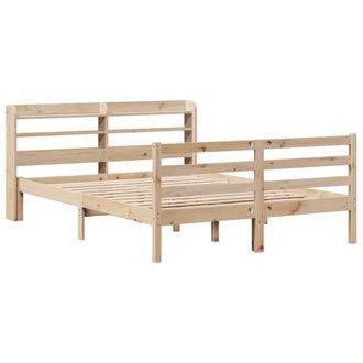 Berkfield Home Beautiful Bed Frame with Headboard without Mattress 135x190 cm Double in Natural