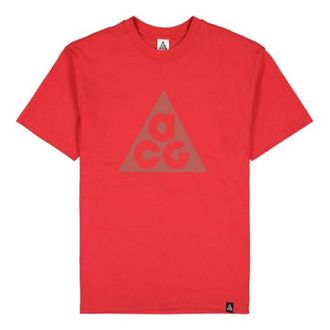 Nike Mens Nike Triangle Logo Printing Sports Round Neck Short Sleeve Red T-Shirt DJ3644-657
