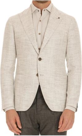 Tagliatore Single-breasted jas met piek revers - Heren - Blazers - Beige - XL - Jassen