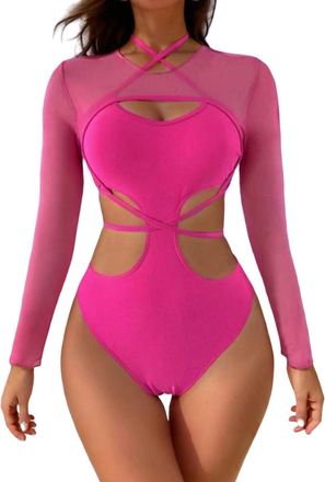 Generic One Piece Swimsuit for Women My Orders V Neck Tummy Control Tan Through Swimwear One-Piece Swimming Costume Floral Prints Womens Swimming Costume Gift