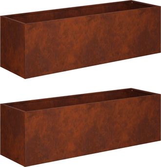 vidaXL Macetero De Jard&iacute;n 2 Uds. Oxidado 80 X 30 X 30 Cm Acero Oxidado Vidaxl
